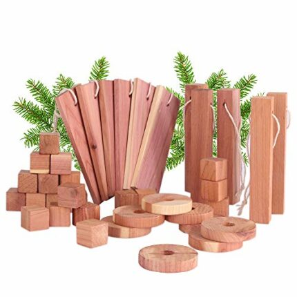 Himyoneone Cedarwood Moth Repellent, 39 Pack Aromatic Cedar Blocks for Clothes, 100% Natural and Chemical-Free Moth Repellent for Wardrobes Hangi