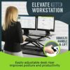 TechOrbits Standing Desk Converter - 32 Inch Adjustable Sit to Stand Up Desk Workstation, Particle Board, Dual Monitor Desk Riser with Keyboard T