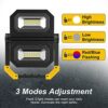 T-SUNUS 60W Rechargeable LED Work Light 360° Rotation & 3 Modes Portable Floodlight Job Site Lights with Stand, USB Spotlight Waterproof Battery