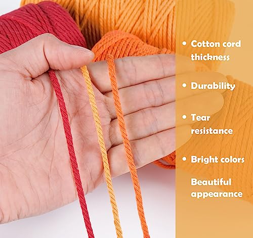 ilauke 3 Roll Macrame Cord 3mm x 100m, Macrame Rope Natural Gardening Twine, Cotton Rope Craft String for Projects, Wall Hanging, Plant Hangers,