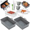 2Pcs Silicone Pot Double Air Fryer Liners Basket, Rack Accessories for Ninjas Dual Air Fryer, Oven, and Microwave