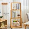 VERAMY 3 Tier Bamboo Bookshelf Rotating Bookshelf Floor Standing Bookcase Storage Rack Large Capacity Bookshelf Utility Organizer Shelves For Liv