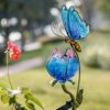 TERESA'S COLLECTIONS Garden Ornaments Outdoor for Garden Gifts, 106cm Metal Butterfly Tulip Solar Stake Lights, Waterproof Flower and Animal Sola