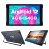 10.1 inch Tablet,Android 12 Tablets with Stand, 4GB RAM 64GB ROM (512GB Expandable Storage), 6000mAh Battery, HD IPS Screen, 2MP Front+8MP Rear C