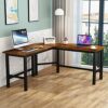 JFJL Reversible L Shaped Desk Sturdy L Shaped Gaming Desk with Large Desktop, L Desk for Gaming & Home Office, Space Saving Corner Desk Easy To A