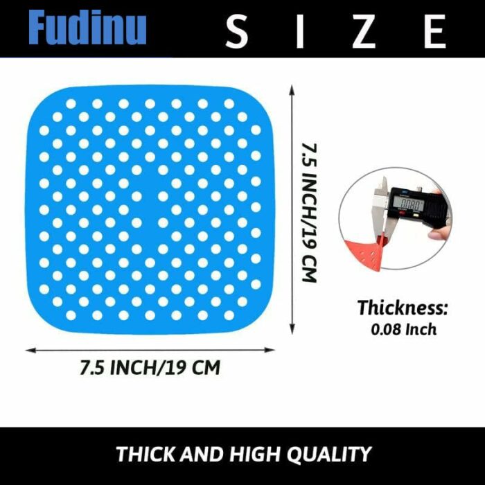 Reusable Silicone Air Fryer Liners,3 Pack 7.5 Inch Square Non-Stick Air Fryer Mats,100% Food-Grade, Easy Clean Air Fryer Accessories for Cosori,G
