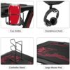 TEHONGMAI Gaming Table Ergonomic Computer Desk K-Shaped Gaming Desk with Mouse Pad, Cup Holder, Controller Stand Headphone Hook for E-Sport Racin