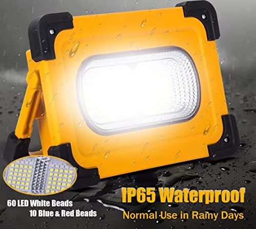 Solar Rechargeable LED Work Light, 80W Portable Camping Light & 11000mah Battery Power Bank, 4 Modes Floodlight USB Magnetic Light, IP65 Waterpro