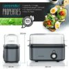 arendo - Electric Egg Boiler, Automatic Cooker with Warming Function for 1 to 3 Perfect Soft,medium and Hard Eggs, Indication Light, Water Measur
