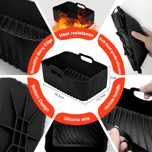 Silicone Air Fryer Liner, Reusable Silicone Air Fryer Liner for Ninja Air Fryer's, 2 Pack
