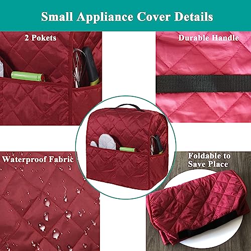 Stand Mixer Cover for Kitchen Aid Mixer, Wine Red Dust Cover Compatible with 4.5-5 Quart Stand Mixer, Kitchen Aid Mixers Accessories and Attachme