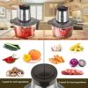 Bear 2L Food Processors 300W Electric Vegetable Chopper Glass Container with 4-304 Stainless Steel Knife for Meat, Smoothie, Onions, Fruit, Veget