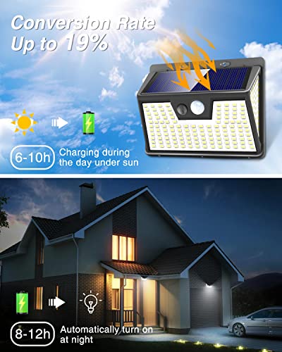 Peasur Solar Lights Outdoor Garden, Upgraded Solar Security Lights Outdoor Motion Sensor 138 LED with 3 Lighting Modes, IP65 Waterproof Outside L