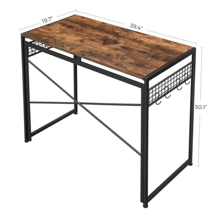WALNUT 39" Folding Computer Desk Writing Desk with 8 Hooks for Home Office Laptop (Color : A)