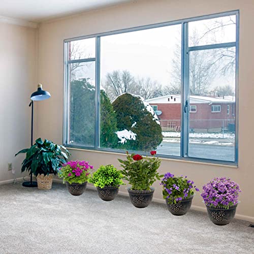 KOOYAT Plant Pots Flower Pot 11.2 Inch Plant Pots Indoor with Drainage Holes 3 Pack Planters Garden Pots Plastic Plant Pot with Antique Copper Co