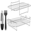 2Pcs Air Fryer Rack, Air Fryer Rack Compatible for Ninja Dual Air Fryer Multipurpose Air Fryer Accessories Stainless Steel Dual Air Fryer Rack wi