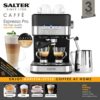 Salter EK4623 Caffé Espresso Pro - Coffee Machine, 15-Bar Pressure Pump, Barista Style Coffee, Latte, Cappuccino Machine, Make 2 Cups At Once, In