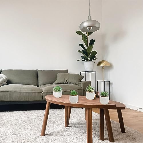 Duscdesp Set of 4 Mini Faux Succulents Plant with Pots,Small Succulent Fake Plants in Ceramic Pots, Artificial Plastic Plants Indoor for Office K