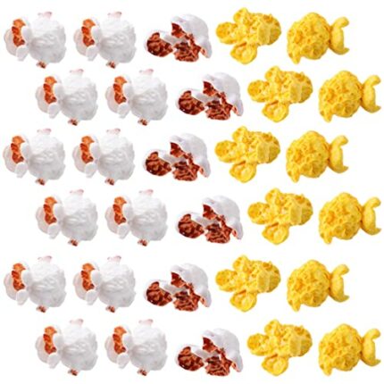 STOBOK Food Display 100Pcs Mini Popcorn Charm Artificial Popcorn Model Resin Popcorn Decorations Popcorn Simulation Charms Jewelry Making DIY Cra