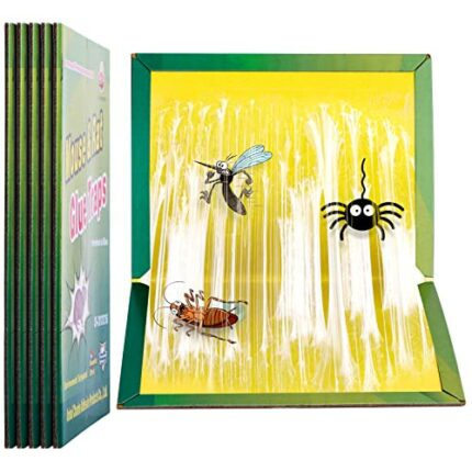 Sticky Pest Traps Glue Pads - 5 Packs Yellow Trap Sticky Pads for Indoor, Foldable Extra Strong Glue Boards, Bugs Fly Catcher for Home Kitchen Ou