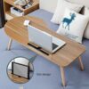 WALNUT Basic Small Home Office Desk Laptop Table with Solid Wood Leg for Small Space (Size : XS)