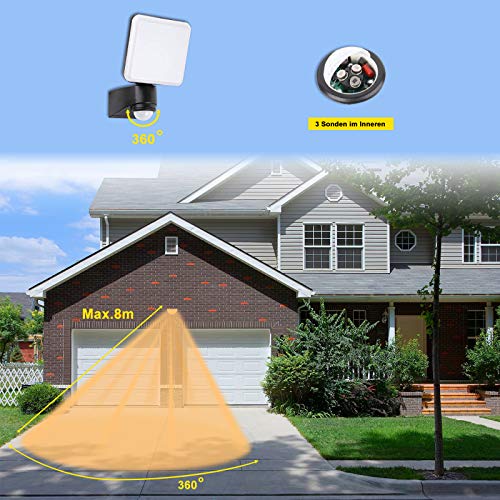 Outdoor LED Wall Light with Motion Sensor, 10W IP54 PIR Infrared Motion Sensor Outside Security LED Flood Light, 900LM 4000K Daylight White, Idea