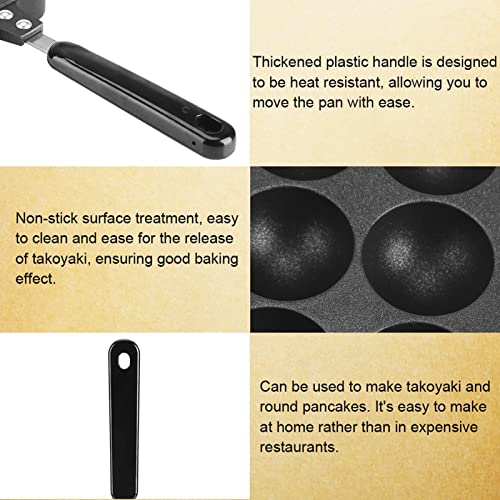 Aebleskiver Cast Iron NonStick Pan, 12 Cavities Aluminum Non-Stick Takoyaki Grill Pan Plate Octopus Ball/Pancake Maker Baking Mold for Other Dess