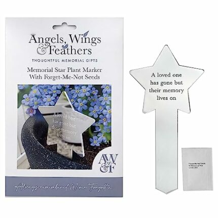 Memorial Star Garden Plant Marker & Forget Me Not Seeds | Indoor/Outdoor Use | Acrylic Star Design - A Loved One Has Gone But Their Memory Lives