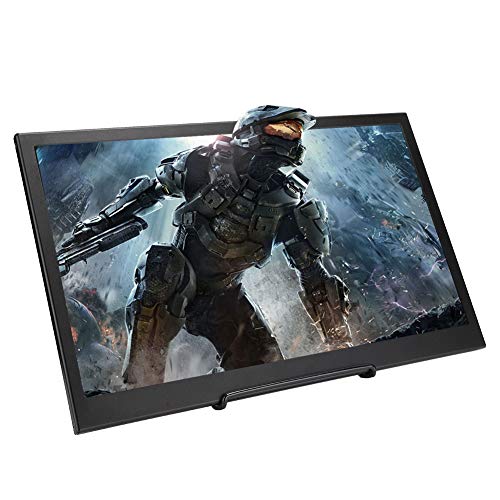 PUSOKEI 15.6in IPS Monitor, Portable Ultra-Thin 1080P Full HD Wide Viewing Screen,Double mini HDMI Input,Built-In 2x2W Speaker,Universal Display
