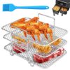 2Pcs Air Fryer Rack, Air Fryer Rack Compatible for Ninja Dual Air Fryer Multipurpose Air Fryer Accessories Stainless Steel Dual Air Fryer Rack wi