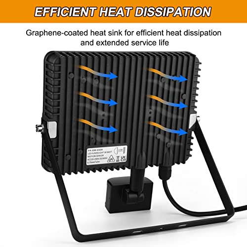 Immver 30W Security Lights Outdoor with IR Remote Control, PIR Motion Sensor, 3000LM 6000K Cool White LED Floodlights, IP66 Waterproof Wall Light