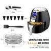 Savieva Stackable Air Fryer Rack, Stainless Steel 3-Layer Dehydrator Racks with 6pcs Silicone Feet for 4.8-6.6L Ninja Dual Air Fryer, Oven, Micro