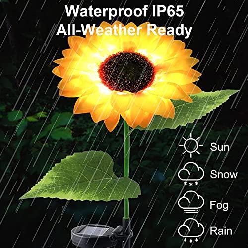 Forlivese 2 Pack Sunflower Solar Lights,Solar Lights Outdoor Garden,Solar Garden Lights Waterproof IP65,Solar Lights for Garden,Pathway Lighting,