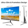 ZFTVNIE 24 inch Computer Monitor Full HD 1920 x 1080P Monitor Frameless IPS Computer Screen 75Hz HDMI VGA Ports VESA Mountable, Monitor for PC PS
