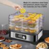 Biolomix 5 Tray Food Dehydrator Fruit Dryer Machine with Adjustable Temperature Timer for for drying fruit, vegetables, meat, turkey jerky, fish