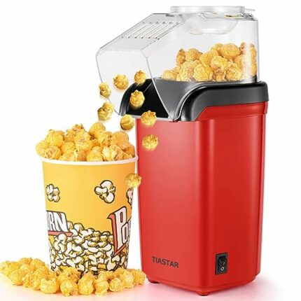 Tiastar Popcorn Maker, 1200W Hot Air Popcorn Machine, Electric Popcorn Maker Machine, 2 Min Quick Popping, One-button Operation, Healthy & Oil-Fr