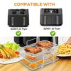 ANBOO Air Fryer Racks for Ninja Dual，8 Inch Air Fryer Accessories for Air Fryer AF300UK AF400UK,3-Layer Stainless Steel Grill Rack Kitchen Access