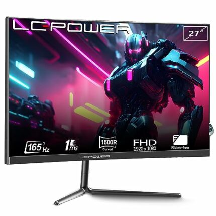 LC-Power 27-Inch Curved Gaming Monitor, Immerse in Fluid Gameplay with 165Hz Refresh Rate, Adaptive Sync - Enhance Your Gaming Experience