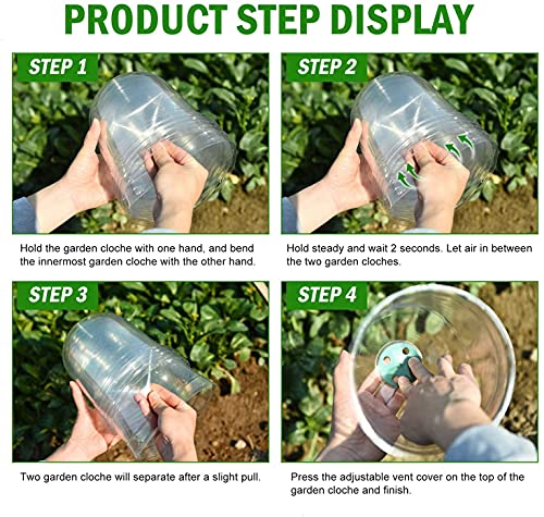 LATERN 6Pcs Garden Plant Cloche, 26cm x 20cm Plant Dome Bell Cover Reusable Plastic Mini Greenhouse for Warming Garden Soil Plants Frost Protect