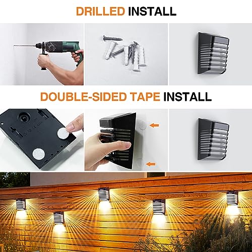 OOTDAY Solar Fence Lights, Solar Lights Outdoor Garden,Upgraded Solar Wall Light, 270ºWide Angle IP65 Waterproof, for Patio Garage Yard Fence (6