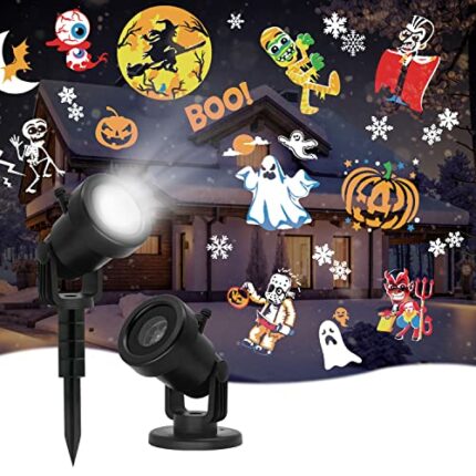 Christmas Halloween LED Projector Lights New Year Birthday Outdoor Indoor Rotatable Projector Lamp with 16 Themes Snowflake IP65 Waterproof Lands