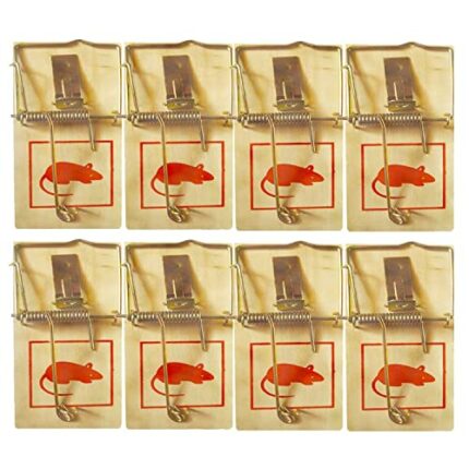 FERRIS | 8pk Wooden Mouse Traps for Indoors, Quick and Effective Rodent Control | Strong Traditional Little Nipper Mouse Traps | Durable & Reusab