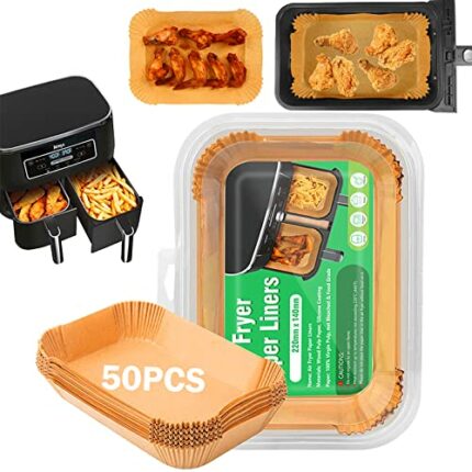 TCPENG® Air Fryer Disposable Paper Liners for Ninja Dual Air Fryer, 8.7inch Airfryer Parchment Liner Accessories for Ninja DZ201 Foodi AF300UK AF