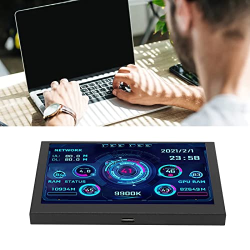 Bewinner 5in PC CPU Monitor Computer Temperature, 800x480 EDIY IPS USB Mini Screen TYPE C for AIDA64 Temperature Display PC CPU GPU RAM Data Moni