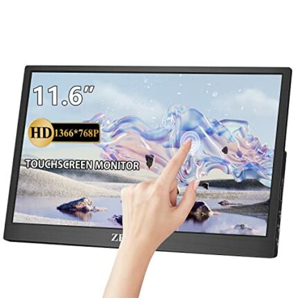 ZFTVNIE 11.6" Touch Screen Portable Monitor, HD 1366*768P PC Monitor Computer Screen with Stand/HDMI/USB/Type-C/VESA/Built-in Speaker, Portable D