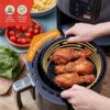 WAFE Reusable Silicone Air Fryer Liner - Easy to Clean Non-Stick Basket w/Bevelled Edges & Drain Channel - Kitchen Cooking Pot Accessories, Heat