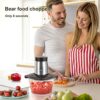 Bear 2L Food Processors 300W Electric Vegetable Chopper Glass Container with 4-304 Stainless Steel Knife for Meat, Smoothie, Onions, Fruit, Veget