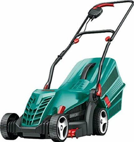 Bosch Rotak 34R Electric Lawnmower (1300 W, Cutting width: 34 cm, 20-70 mm adjustable cutting height, In carton packaging)