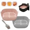 ZAFAH 2Pcs Silicone Air Fryer Liner Square, 7.1 Inch – Reusable Air Fryer Silicone Liner –Non-Stick & Heat Resistant – Replacement for Paper Air