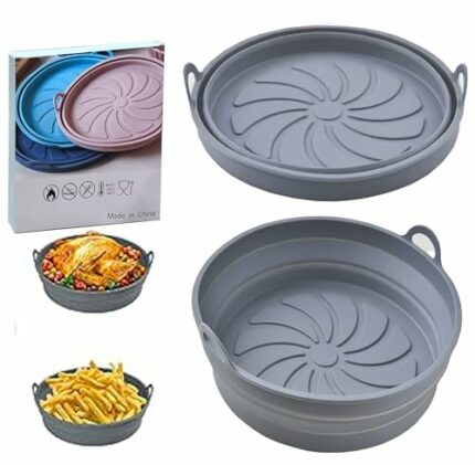 Foldable. 2Pc air fryer silicone liner, air Fryer Liners Reusable 。7.8" /20cm，Compatible with Ninja, Tower, COSORI